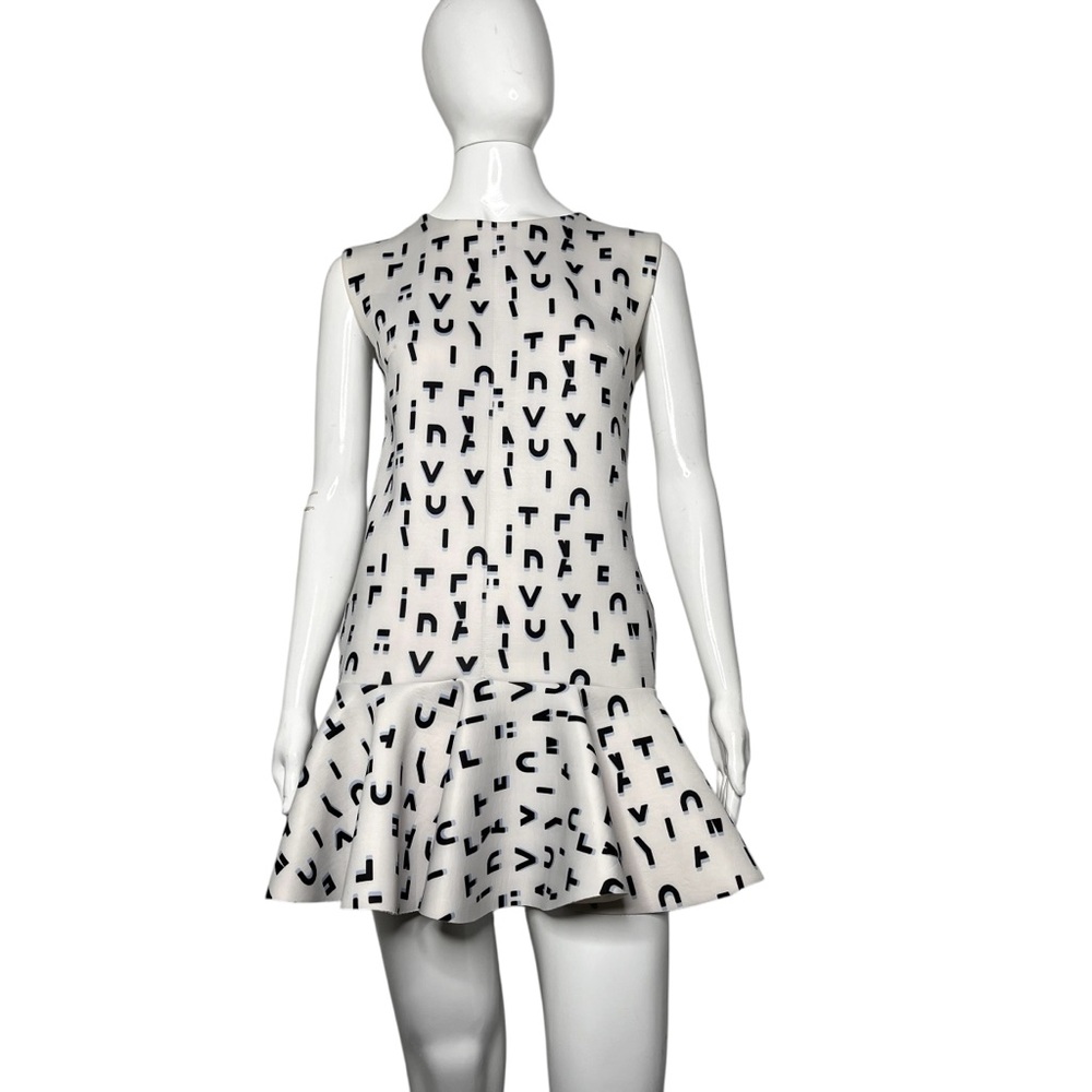Maje White/Navy Rosy Pendlum Ruffle Flounced Hem Mini Dress FR 1/US S